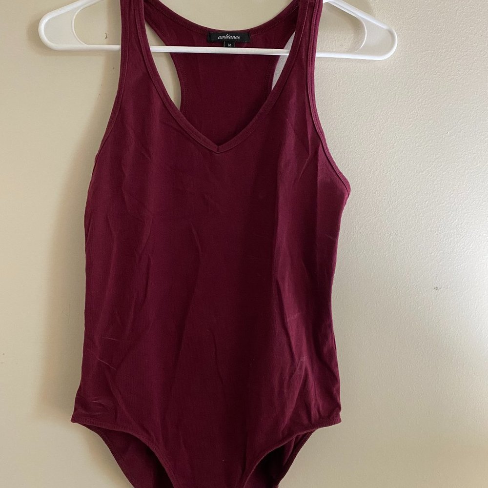 Ambiance Maroon Red Bodysuit